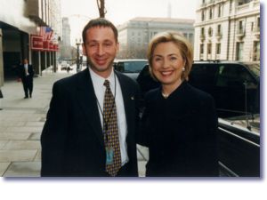 The First Lady with Todd Summers outside a pediatric AIDS event