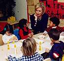 [PHOTO: Mrs. Clinton at Trinity College's Childcare Facility]