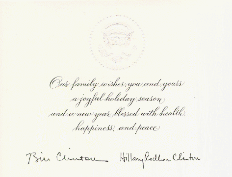 [PHOTO: The 
1994 White House Holiday Card - Inside View]