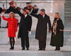 [PHOTO:  Clintons & Gores waving to crowd]