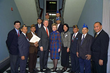 The President and First Lady with Filipino veterans.