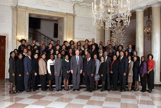 President Clinton and African American appointees at the White House.