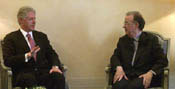 President Clinton and Portuguese President Jorge Sampaio hold a bilateral meeting at the Palacio de Belem.