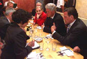Secretary Albright and President Clinton dine out in Berlin with Chancellor Schroeder.
