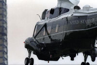 Marine One transporting the First Family to Andrews Air Force Base.