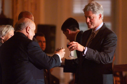 Turkish President Demirel and President Clinton offer toasts at a luncheon of the American-Turkish Business Council.