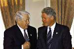 President Clinton and Russian President Boris Yeltsin after a private meeting at the Ciragan Palace in Istanbul.