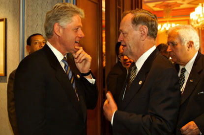 Canada's Prime Minister Jean Chretien holds a discussion with the President at the OSCE Summit.