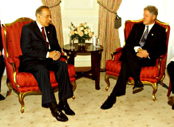 The President holds a bilateral meeting with Heydar Aliyev, President of Azerbaijan.