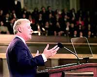 Photograph: President Clinton delivering the State of the Union Address