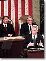 Photo of President Clinton Delivering 1999 State of the Union Address