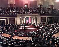 Photograph: An overview of the House Chamber during the President's Address