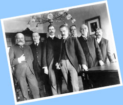 Colonel William Henry Crook (far left), who served as President Lincoln's bodyguard and the first Executive Clerk, poses with staff from the McKinley Administration.