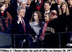 President Clinton takes the oath of office.