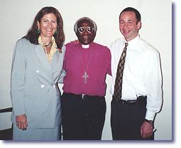 Archbishop Tutu with Todd Summers and Barabara DiZalduando